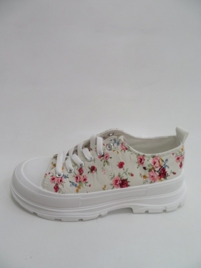 Trampki Damskie na koturnie (36-41) G17 WHITE/FLOWER