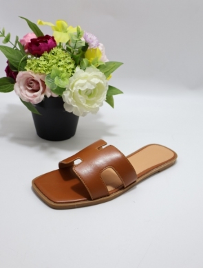 Klapki damskie na płaskim (36-41) 9165 CAMEL
