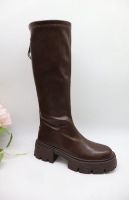 Kozaki damskie na płaskim (36-41) AM7567 BROWN