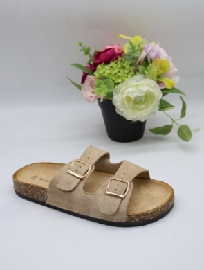 Klapki damskie na płaskim (36-41) 2410-5 KHAKI