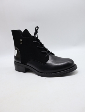 Botki damskie ocieplane na płaskim (36-41) HBL-95 BLACK/PU