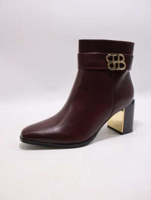 Botki damskie na obcasie (36-41) 6381A WINE