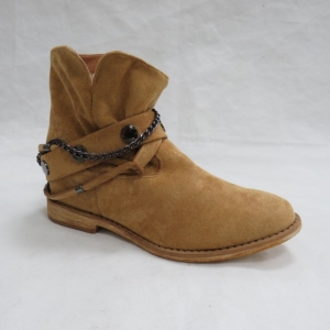 Botki damskie ocieplane na płaskim (36-41) A3705 CAMEL