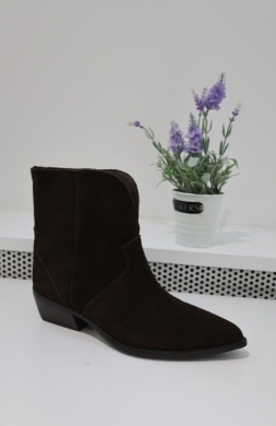 Botki damskie ocieplane na obcasie (36-41) 5311A BROWN-SKORA