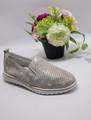 Półbuty damskie na płaskim (36-41) P-807 GREY-SKÓRA