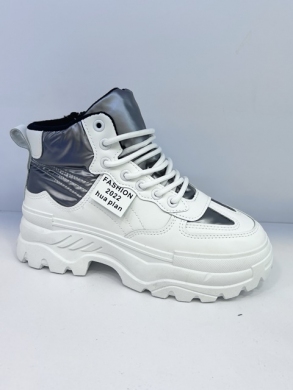 Botki damskie ocieplane na płaskim (36-41) F1003 WHITE