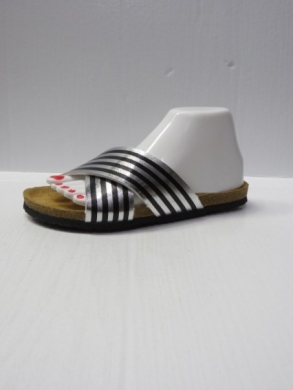 Klapki damskie na płaskim (36-41) FRS-43 SILVER/BLACK