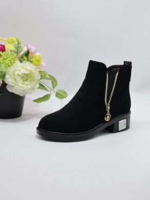 Botki damskie ocieplane na płaskim (36-42) W113 BLACK