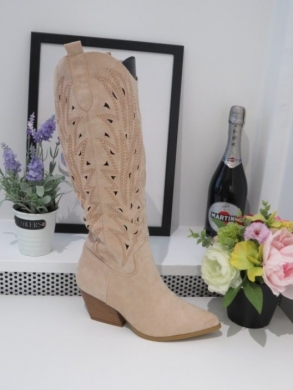 Kozaki damskie na obcasie (36-41) 8576 BEIGE