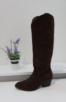 Kozaki damskie na obcasie (36-41) 7688A-1 BROWN