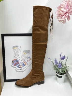 Kozaki damskie na płaskim (36-41) F166 CAMEL