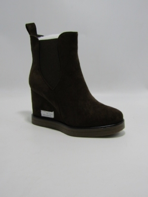Botki damskie ocieplane na koturnie (36-41) 6308 BROWN