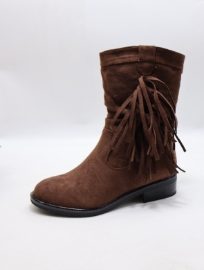 Kozaki damskie ocieplane na płaskim (36-41) F022 BROWN