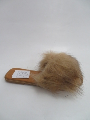 Klapki damskie z futerkiem (36-41) Q348 CAMEL