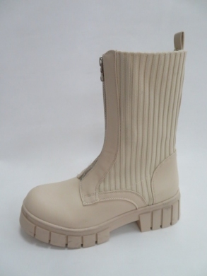 Kozaki damskie jesienne na płaskim (36-41) QT09 BEIGE