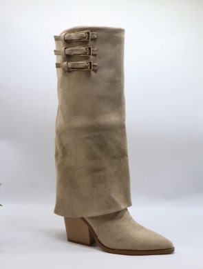 Kozaki damskie na obcasie (36-41) CLS520 KHAKI