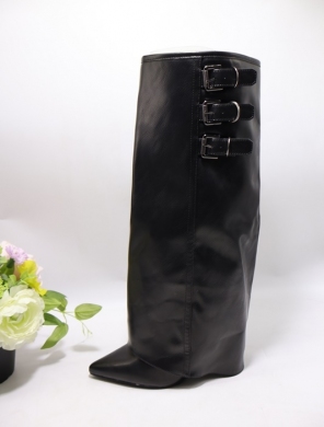 Kozaki damskie na obcasie (36-41) 7638A BLACK