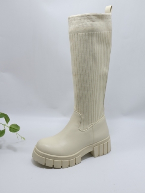 Kozaki damskie na płaskim (36-41) JW170 BEIGE