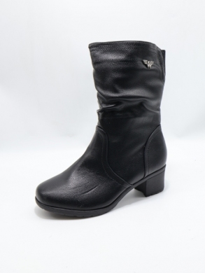 Kozaki damskie ocieplane na obcasie (39-43) D881-91 BLACK