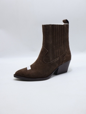 Botki damskie na obcasie (36-41) 6350A BROWN