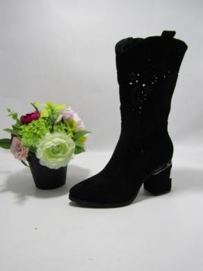 Kozaki damskie na obcasie (36-41) H2428-1 BLACK