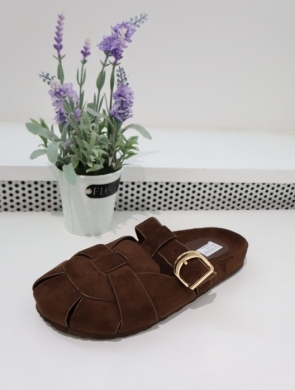 Klapki damskie na płaskim (36-41) 9771 BROWN