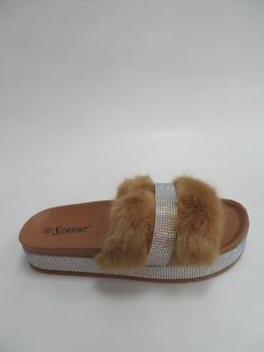 Klapki damskie z futerkiem (36-41) CK187 CAMEL