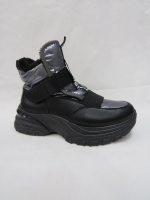 Botki damskie ocieplane na koturnie (36-41) 0-597 BLACK/GUN