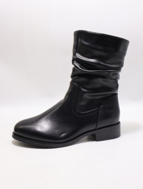 Botki damskie ocieplane na płaskim (36-41) 7201 BLACK