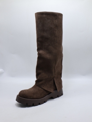 Kozaki damskie na płaskim (36-41) 7651A BROWN