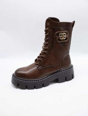Botki damskie ocieplane na płaskim (36-41) 5808 BROWN