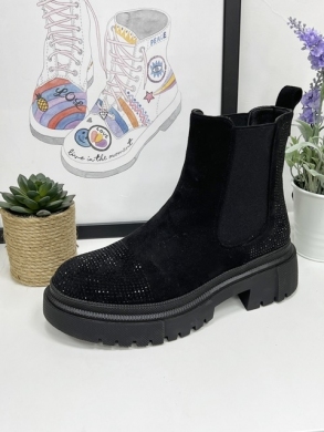 Botki damskie ocieplane na płaskim (36-41) 8617 BLACK