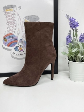Botki damskie na szpilce (36-41) 6835 BROWN