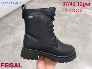 Botki damskie ocieplane na płaskim (37-42) JH22-5 BLACK