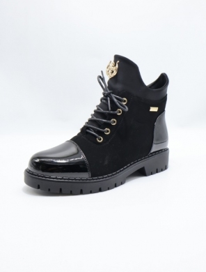 Botki damskie ocieplane na płaskim (36-41) SG875 BLACK