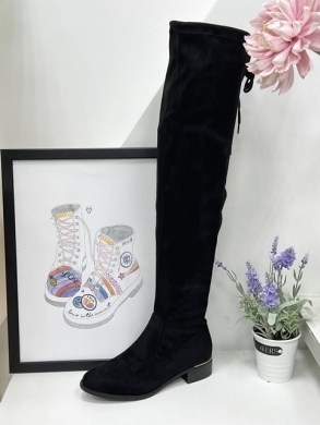 Kozaki damskie na płaskim (36-41) F166 BLACK