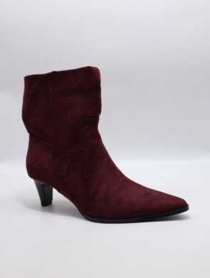 Botki damskie ocieplane na obcasie (36-41) 6372 WINE