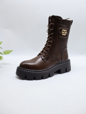 Botki damskie ocieplane na płaskim (36-41) 5808 BROWN