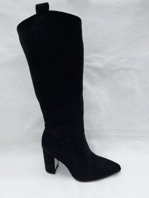 Kozaki damskie na obcasie (36-41) 9327-1A BLACK