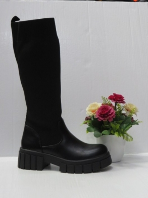 Kozaki damskie na płaskim (36-41) RQ438 BLACK