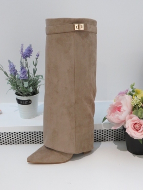 Kozaki damskie na obcasie (36-41) 9501A KHAKI
