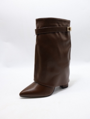Kozaki damskie ocieplane na obcasie (36-41) LA3115 BROWN