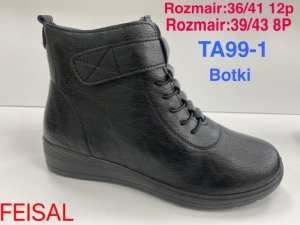 Botki damskie ocieplane na płaskim (36-41) TA99-1 BLACK