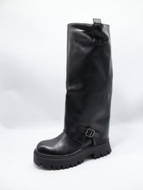 Kozaki damskie ocieplane na płaskim (36-41) RQ531 BLACK