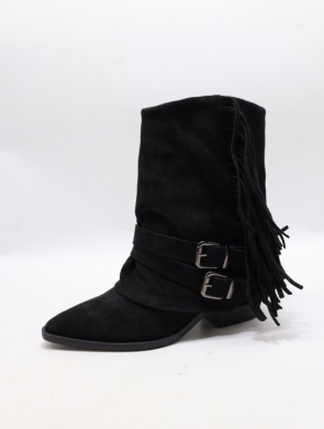 Botki damskie ocieplane na obcasie (36-41) 9632 BLACK