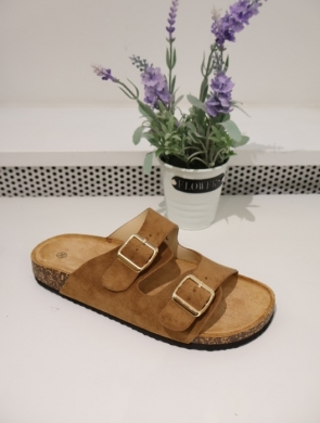 Klapki damskie na płaskim (36-41) 2751 CAMEL