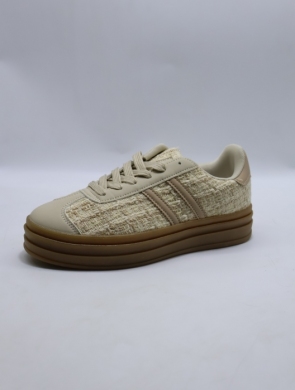 Buty sportowe damskie na płaskim (36-41) 24051 BEIGE