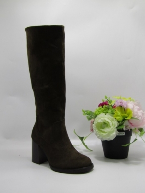 Kozaki damskie ocieplane na obcasie (36-41) 9141 BROWN