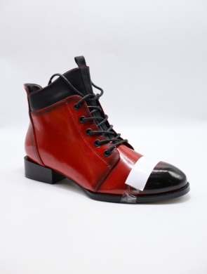 Botki damskie ocieplane na płaskim (36-41) H2251 RED/BLACK