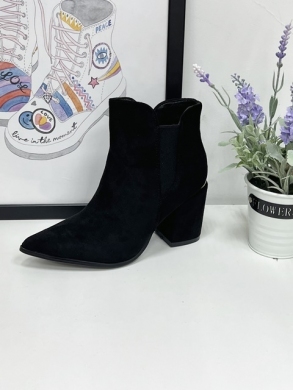 Botki damskie ocieplane na obcasie (36-41) 5628 BLACK